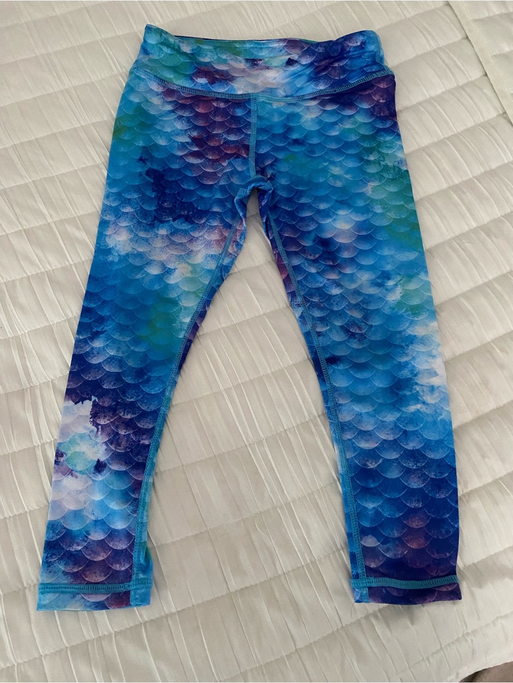 Kids Blue Mermaid-Print Leggings